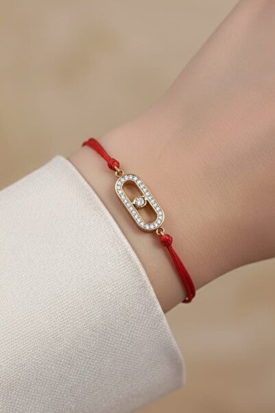 Süspüs Accessories Kırmızı İpli Çelik Ayarlanabilir Messika Bileklik