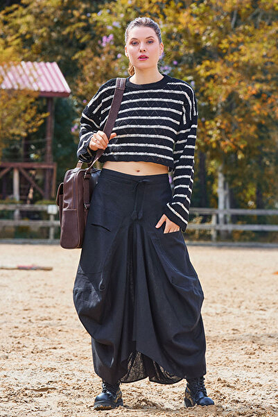 Los banditos Fustă lungă largi, cu șireturi în talie și buzunar