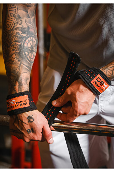 Dex Supports Lifting Straps Siyah Turuncu Halter Kayışı Pedli Ürün 2'li Paket
