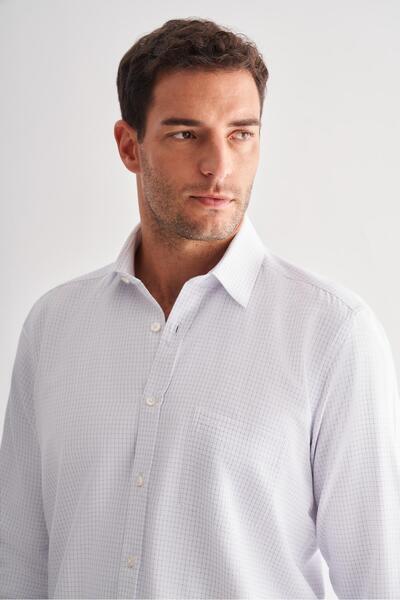 İmza White Hard Collar Long Sleeve Pocket Comfort Fit Classic Shirt 1004255164