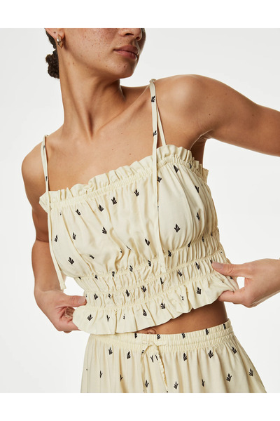 Marks & Spencer Regular Fit Desenli Crop Bluz