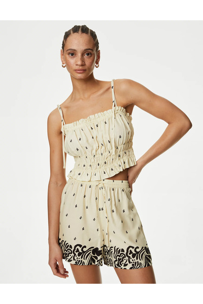 Marks & Spencer Regular Fit Desenli Crop Bluz