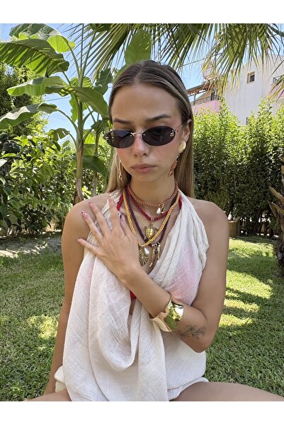 LYRA OFFİCİAL Lyra ZR Kalın Kelepçe Bileklik Altın Renkli