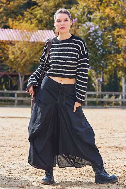 Los banditos Fustă lungă largi, cu șireturi în talie și buzunar