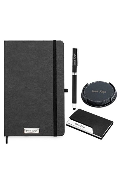 Kalemedair Kişiye Özel Defter Kalem Kartvizitlik ve 4'lü Bardak Altlığı Ofis ...