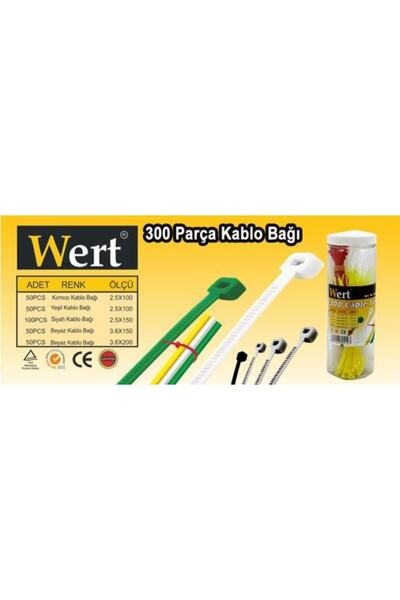 WERT 2430 Kablo Bağı Seti, 300 Parça Cırt Kelepçe