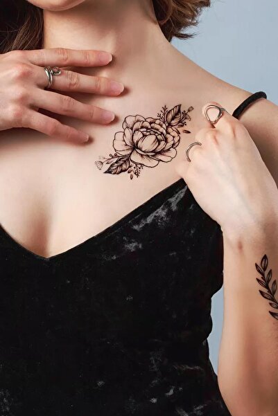 New Obsessions Roseni karakalem Çiçek Desenli Geçici Dövme