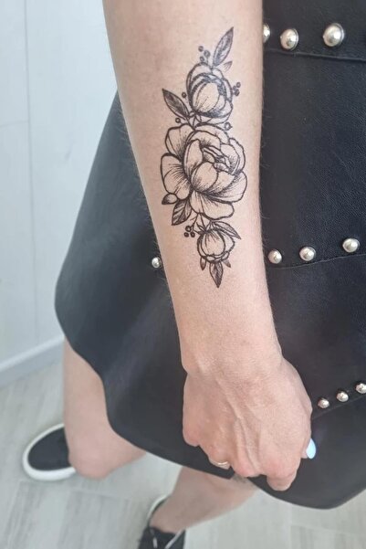 New Obsessions Roseni karakalem Çiçek Desenli Geçici Dövme