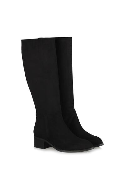 37Numara Büyük Numara Kadın Topuklu Çizme Siyah Süet