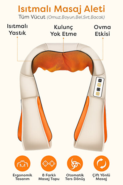 Wiimi Ovmalı Isıtmalı Masaj Aleti Boyun Sırt Bel Omuz Tüm Vücut Masaj Cihazı