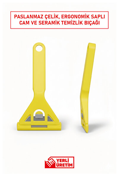 Eltos Cam Kazıma Bıçağı 3’lü Set | Paslanmaz Çelik, Ergonomik Saplı, Güvenli Temizlik Aracı