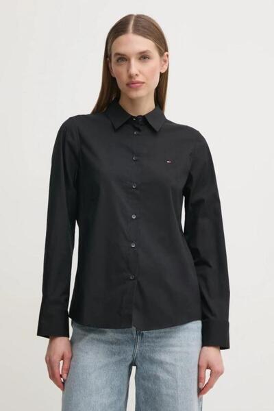 Tommy Hilfiger Kadın ESS POPLIN REGULAR SHIRT Gömlek
