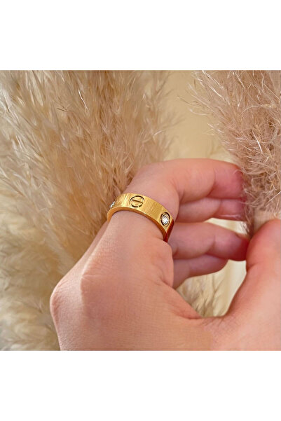 nerora Paslanmaz Çelik Gold Yüzük (Kararmama Garantili)