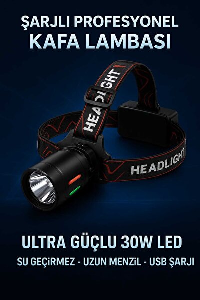 FAVBOX 3000 Lümen Şarjlı Profesyonel Zoomlu Kamp Avcı Balıkçı Kafa Lambası Feneri
