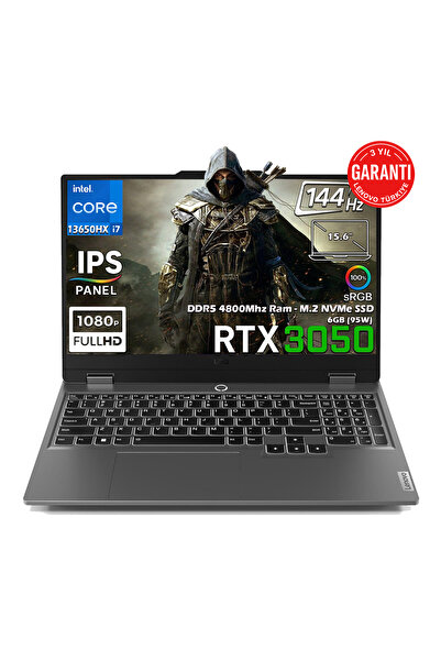 LENOVO LOQ 15IRX9 Intel Core i7-13650HX 12GB 1TB SSD 6GB GeForce RTX 3050 15.6" FHD IPS Freedos 83DV011CTR