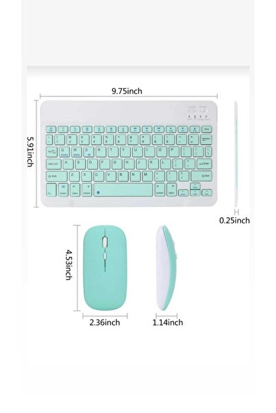 EHZ TEKNOLOJİ IPad Xiaomi Samsung Huawei Tablet Laptop Uyumlu Renkli Bluetooth Bağlantılı Klavye+Mouse Set