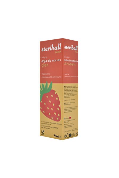 Steriball Doğal Diş Macunu Florürsüz 75 ML - Çilek Florür İçermez, Hidroksiapatit ile Tam Koruma