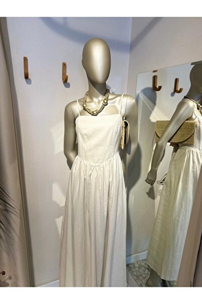 MU&ME BOUTİQUE Dress Long Back with Elastic - Cream - L