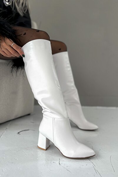 Shoebutik Twente Білі шкіряні чоботи