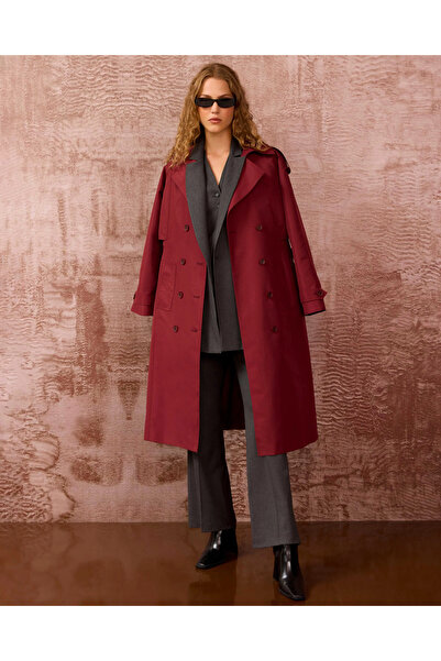 SEÇİL Kruvaze Kuşaklı Cepli Trençkot