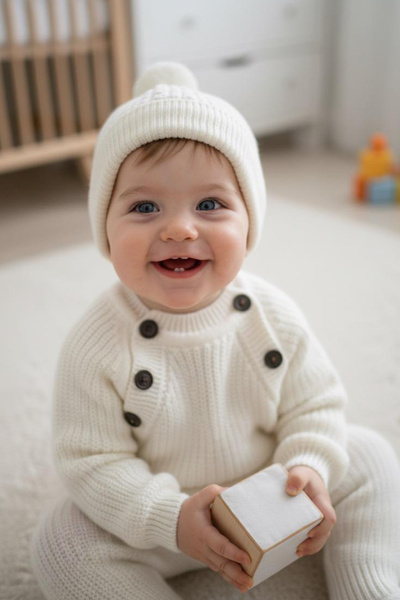 BİLGEN Style ÇOCUK TRİKO SELANIK ÖRME ŞAPKALI KIŞLIK ÖZEL DÜĞMELİ ŞAPKALI 3 LÜ TAKIM