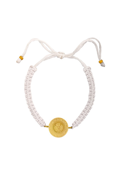 aga kulche 22 Ayar Yarım Altınlı Beyaz İpli Bileklik