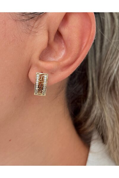GİS JEWELRY Gold Taşlı J Küpe