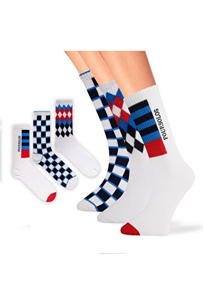 FOURSOLOS 3 أزواج من الجوارب الملونة - راحة من نسيج القطن المسامي، تصميم عتيق...