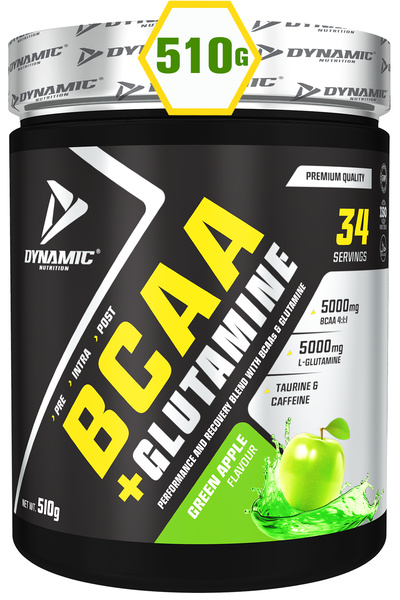 Dynamic Nutrition Yeşil Elma Aromalı Bcaa Glutamine 510 G - Taurin Ve Kafein Ilaveli - 34 Servis