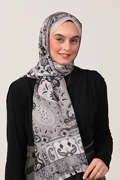 ipekistanbul Cotton Silk Shawl - Drop Pattern - Mink