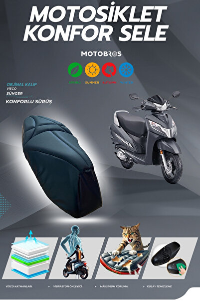Motobros Honda Activa 125 2023-24 Konfor Sele Ve Sele Kılıfı Visco - Su Geçirmez Kılıf Hediyeli