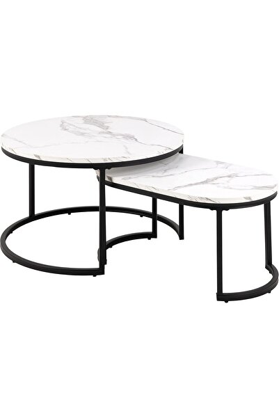 Türkiye طاولة قهوة بيضاوية من الأردواز، مجموعة طاولات قهوة متداخلة لغرفة المع...