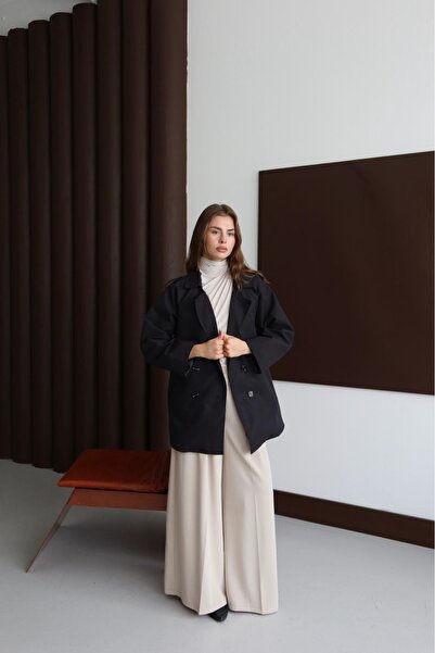 şuranur Kadın Dört Düğmeli Kısa Rüzgarlıklı Trençkot