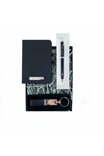 hediyerengi Isme Özel Not Defteri Tükenmez Kalem Ve Anahtarlık Hediye Kutusu M3