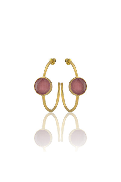 Design by Kadir Kadir Jewellery 22 Ayar Altın Kaplama Kadın Taşlı Küpe -El İş...