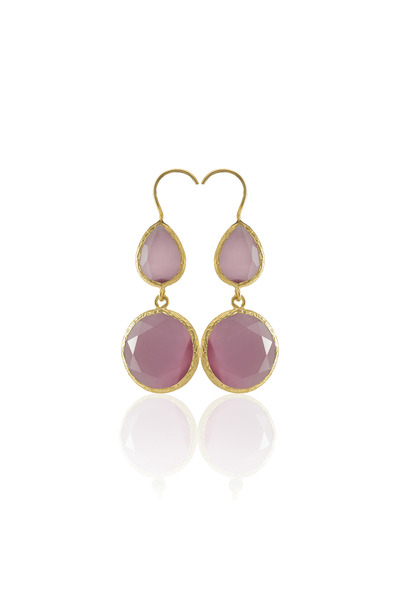 Design by Kadir Kadir Jewellery 22 Ayar Altın Kaplama Kadın Taşlı Küpe -El İş...