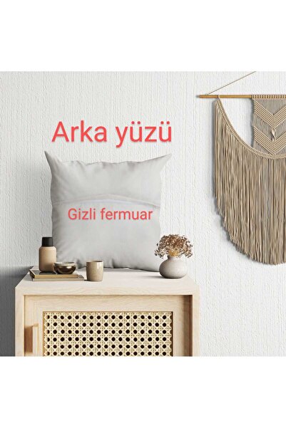 Alkan Homes 4 Lü Kombin Punch Nakış Desen Krem Zemin Yaprak Temalı Dijital Baskılı Kırlent Kılıfı