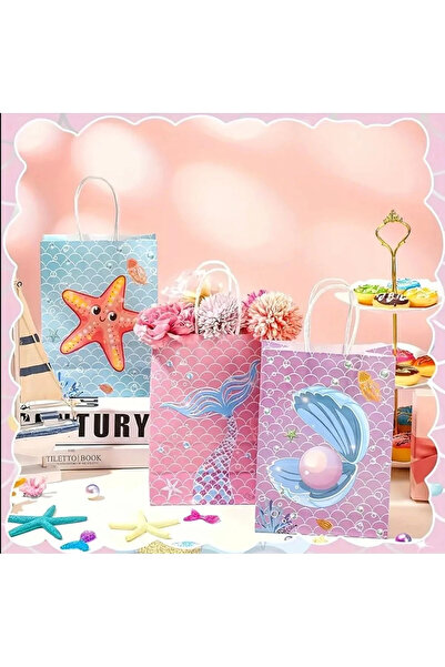 Store Mermaid Themed Party Gift Bag Set - 15 Pieces