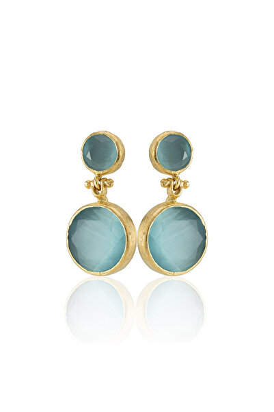 Design by Kadir Kadir Jewellery 22 Ayar Altın Kaplama Kadın Taşlı Küpe -El İş...