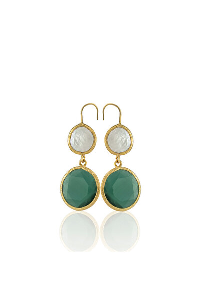 Design by Kadir Kadir Jewellery 22 Ayar Altın Kaplama Kadın İnci Küpe -El İşç...