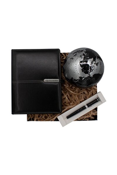 hediyerengi Isme Özel Tarihsiz Ajanda 360 Derece Dönen Dünya Küresi Ve Kalem Hediye Kutusu