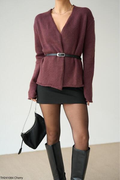 CADDELAMODA Cardigan cu centură pentru femei