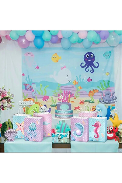 Store Mermaid Themed Party Gift Bag Set - 15 Pieces