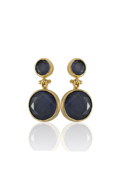 Design by Kadir Kadir Jewellery 22 Ayar Altın Kaplama Kadın Taşlı Küpe -El İş...