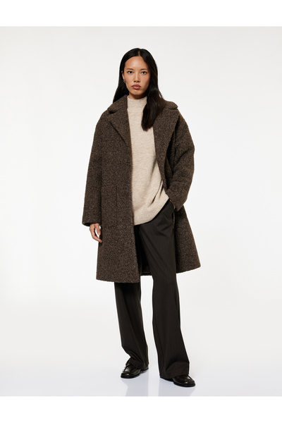 Koton Μακρυμάνικο παλτό με διπλό στήθος με κουμπιά και τσέπες