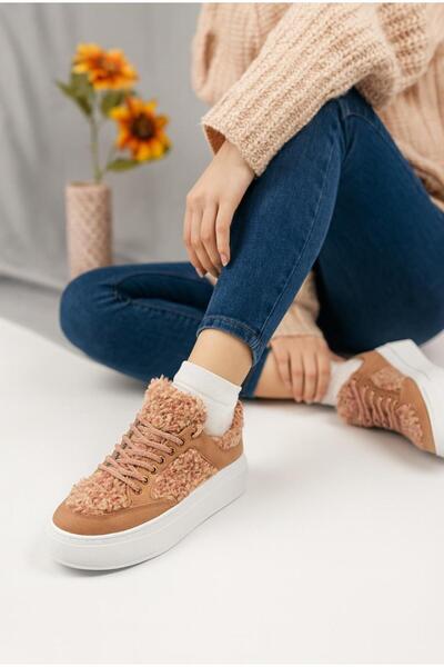 homiro Γυναικεία βελούδινα αθλητικά παπούτσια με λεπτομέρειες - Καφέ