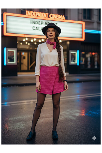 Genel Markalar Fuşya renk tüvit şort etek