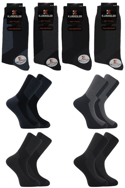 KARDEŞLER ÇORAP Men's Towel Cotton Winter Multicolored Socks Thermal 4 Pack