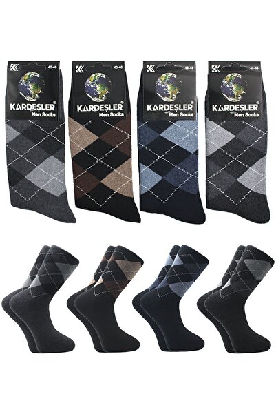 KARDEŞLER ÇORAP Ανδρικές πετσέτες ελαστικές βαμβακερές χειμερινές χοντρές κάλτσες πολύχρωμες θερμικές 4 τεμαχίων