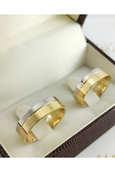 deren gümüş 5mm İki Renkli Gümüş Parlak Alyans Bay Uyumlu Model